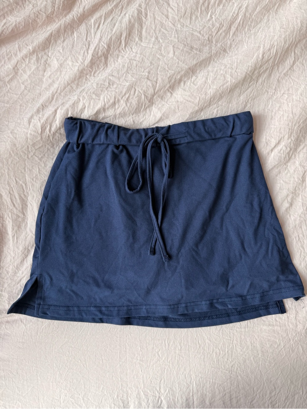 Women's Navy Drawstring Casual Skirt